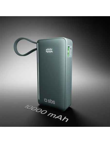 
10000mAh USB-A/ C nešiojama baterija su integruotu ekranu ir 20 W USB-C laidu – pilka
