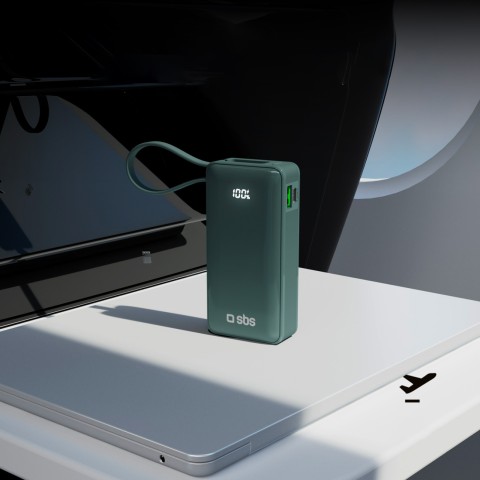 
10000mAh USB-A/ C nešiojama baterija su integruotu ekranu ir 20 W USB-C laidu – pilka
