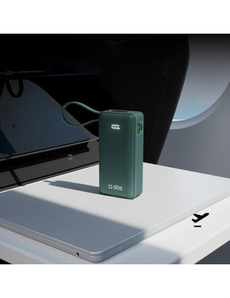 
10000mAh USB-A/ C nešiojama baterija su integruotu ekranu ir 20 W USB-C laidu – pilka

