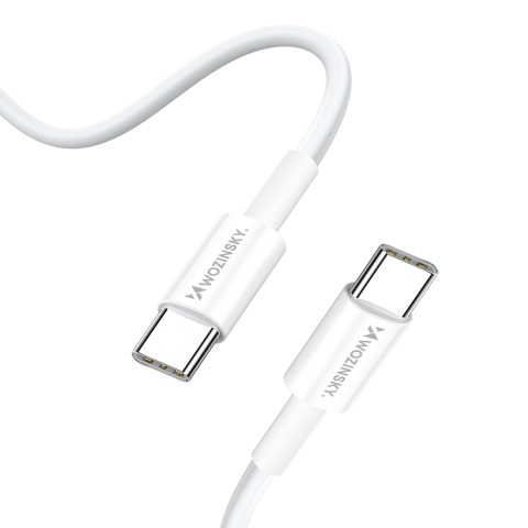 
GaN USB-A USB-C sieninis įkroviklis su 65 W USB-C laidu – baltas
