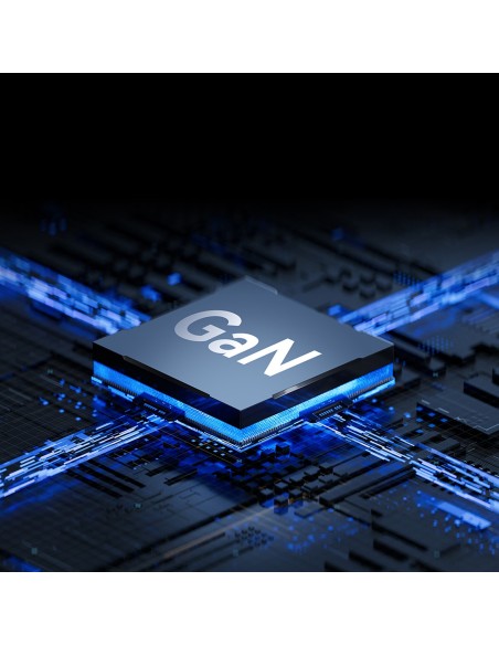 
GaN USB-A USB-C sieninis įkroviklis su 65 W USB-C laidu – baltas
