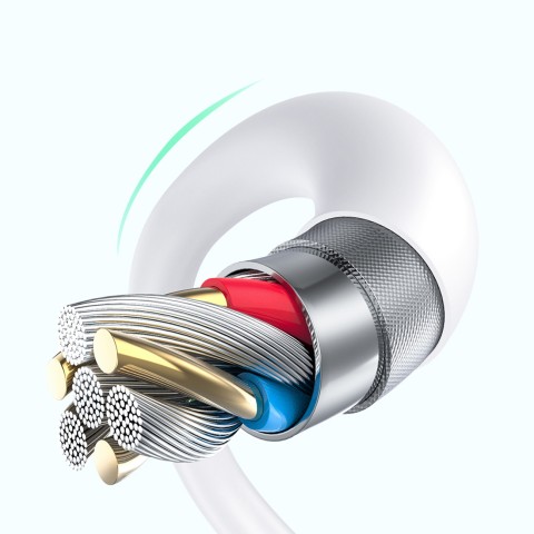
GaN USB-A USB-C sieninis įkroviklis su 65 W USB-C laidu – baltas

