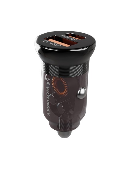 
USB-A USB-C PD QC 65W automobilinis įkroviklis – juodas
