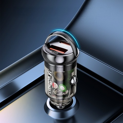 
USB-A USB-C PD QC 65W automobilinis įkroviklis – juodas
