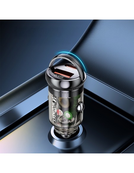 
USB-A USB-C PD QC 65W automobilinis įkroviklis – juodas
