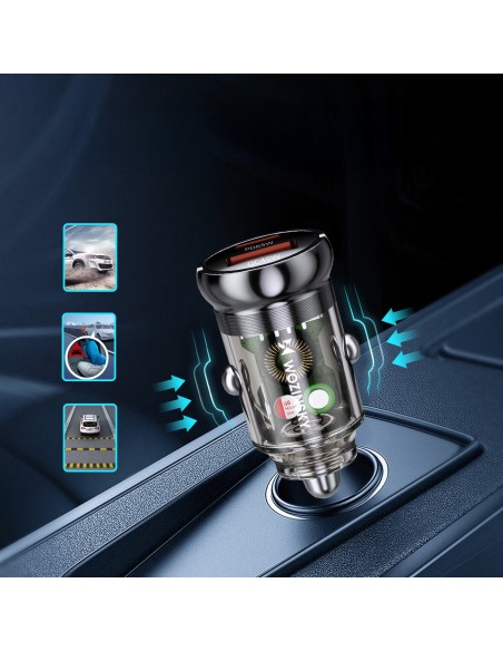 
USB-A USB-C PD QC 65W automobilinis įkroviklis – juodas
