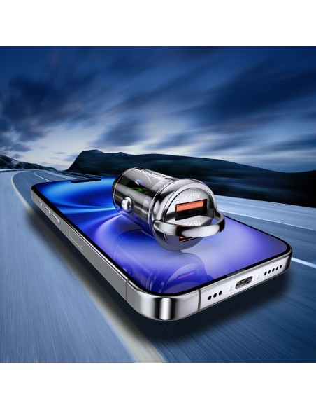 
USB-A USB-C PD QC 65W automobilinis įkroviklis – juodas
