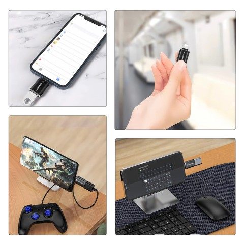 
„iPhone Lightning“ į USB-A OTG adapteris – juodas
