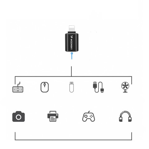 
„iPhone Lightning“ į USB-A OTG adapteris – juodas
