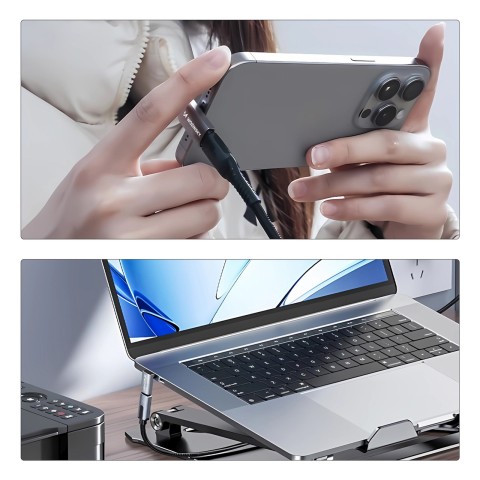 
USB-C 40Gb/ s 240W 8K OTG kampinis adapteris – pilkas
