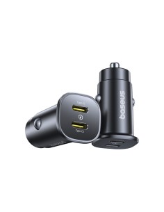 
Automobilinis įkroviklis 2 x USB-C 30W - juodas
