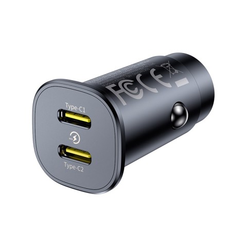
Automobilinis įkroviklis 2 x USB-C 30W - juodas
