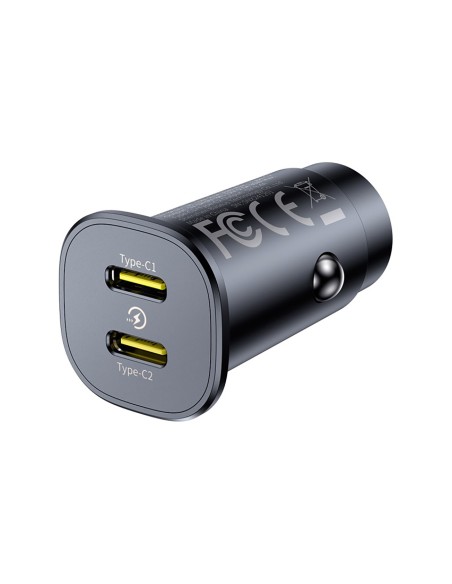
Automobilinis įkroviklis 2 x USB-C 30W - juodas
