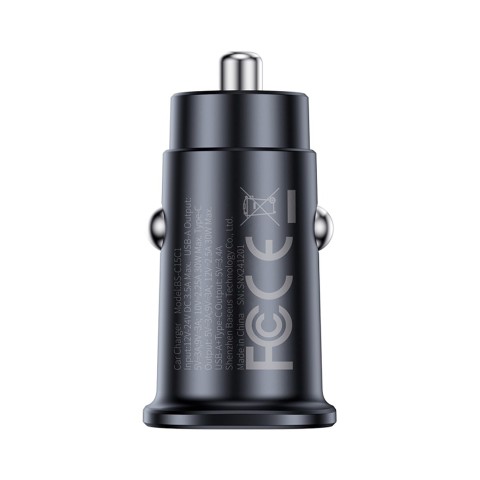 
Automobilinis įkroviklis 2 x USB-C 30W - juodas
