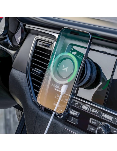 
„MagSafe“ 15 W „Qi“ suderinamas automobilinis įkroviklio laikiklis – juodas
