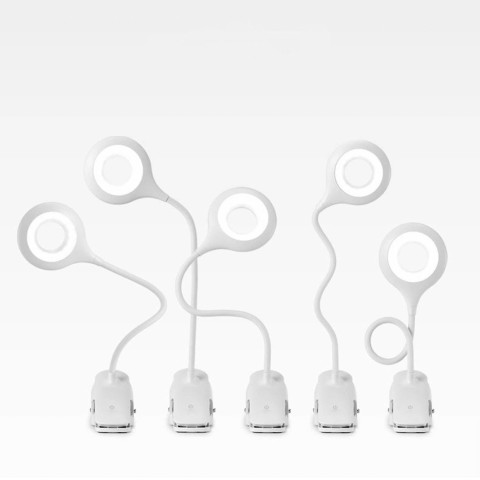 
Mini belaidė LED skaitymo lempa su segtuku ir USB-C laidu, 80 lm – balta
