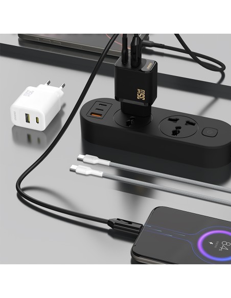 
A27 MaxC USB-C USB-A GaN 35W sieninis įkroviklis – baltas
