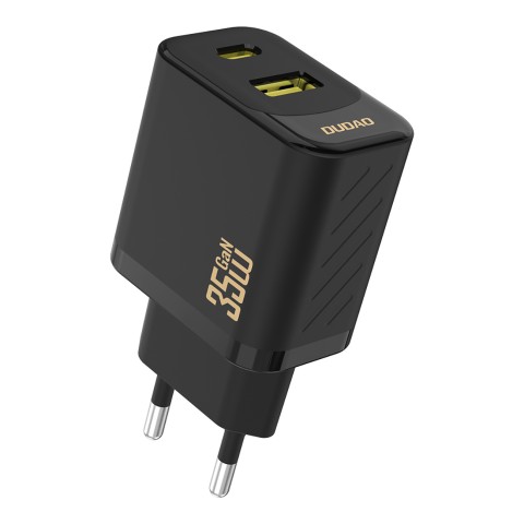 
A27 MaxC USB-C USB-A GaN 35W sieninis įkroviklis – juodas
