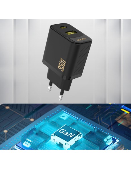 
A27 MaxC USB-C USB-A GaN 35W sieninis įkroviklis – juodas
