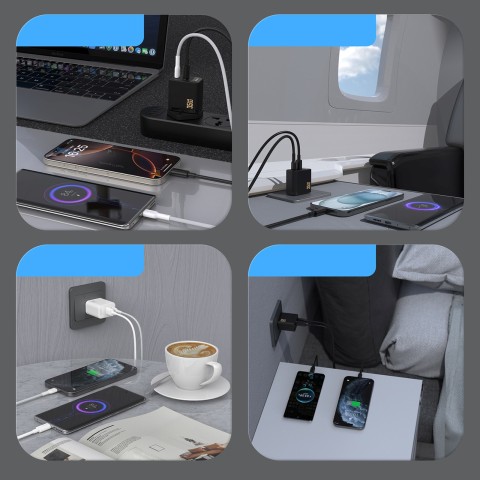 
A27 MaxC USB-C USB-A GaN 35W sieninis įkroviklis – juodas
