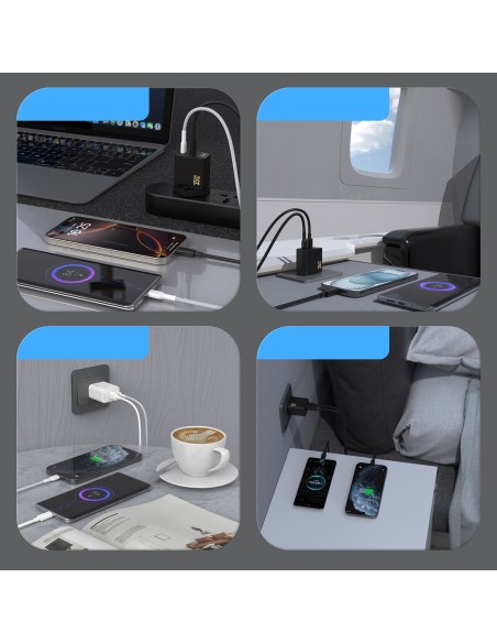 
A27 MaxC USB-C USB-A GaN 35W sieninis įkroviklis – juodas
