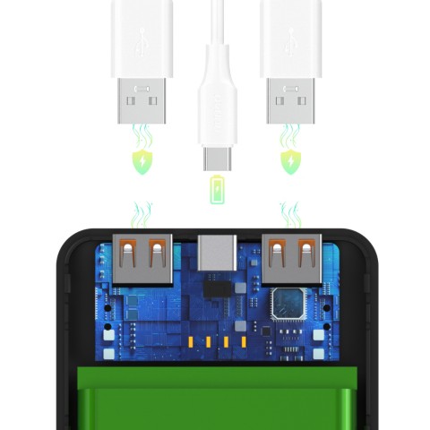 
Nešiojamoji baterija Wpower WPBBK-2 10000mAh USB-A USB-C - juoda
