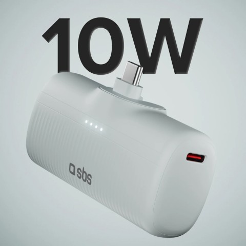 
„EcoPower“ 5000 mAh 10 W išorinė baterija su integruotu USB-C prievadu – pilka
