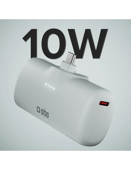 
„EcoPower“ 5000 mAh 10 W išorinė baterija su integruotu USB-C prievadu – pilka
