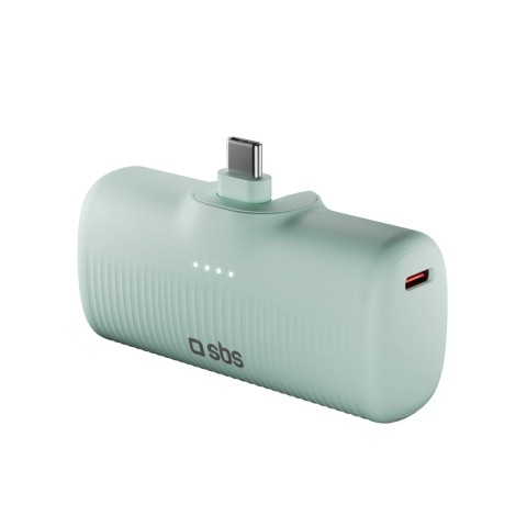 
„EcoPower“ 5000 mAh 10 W išorinė baterija su integruotu USB-C prievadu – žalia
