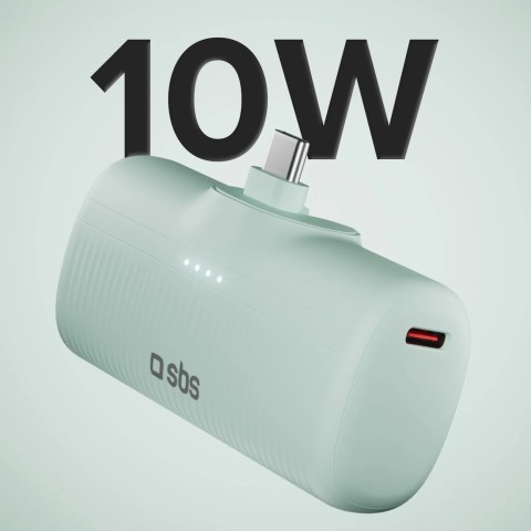 
„EcoPower“ 5000 mAh 10 W išorinė baterija su integruotu USB-C prievadu – žalia

