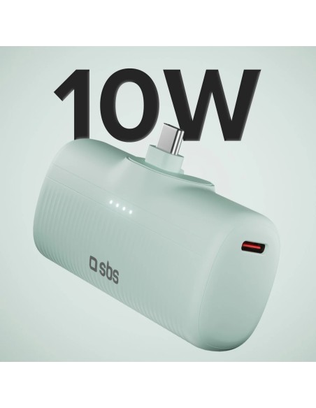 
„EcoPower“ 5000 mAh 10 W išorinė baterija su integruotu USB-C prievadu – žalia
