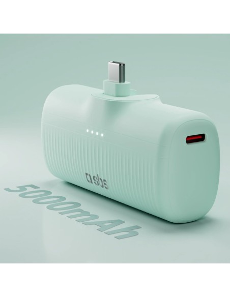 
„EcoPower“ 5000 mAh 10 W išorinė baterija su integruotu USB-C prievadu – žalia

