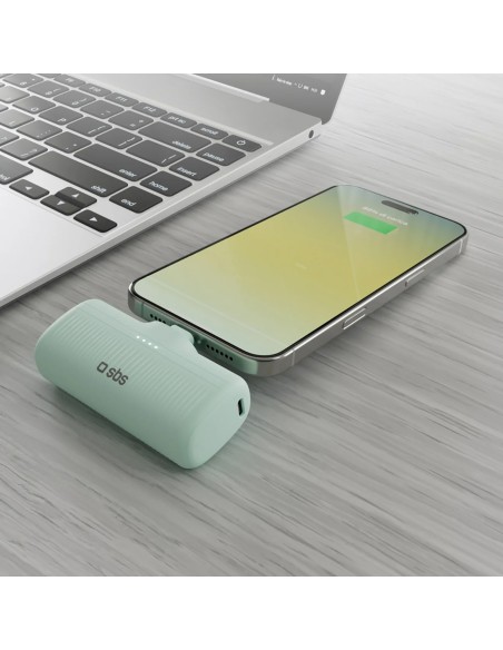 
„EcoPower“ 5000 mAh 10 W išorinė baterija su integruotu USB-C prievadu – žalia
