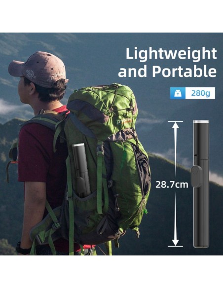 
Sulankstomas asmenukių lazdos trikojis su „Bluetooth“ nuotolinio valdymo pultu, 146 cm
