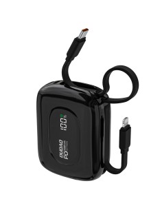 
K32 10000 mAh išorinė baterija su integruotu USB-C „iPhone Lightning“ laidu, 22,5 W – juoda

