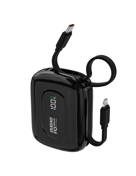 
K32 10000 mAh išorinė baterija su integruotu USB-C „iPhone Lightning“ laidu, 22,5 W – juoda
