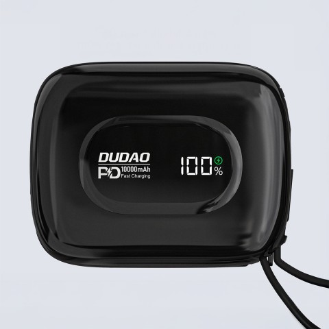 
K32 10000 mAh išorinė baterija su integruotu USB-C „iPhone Lightning“ laidu, 22,5 W – juoda
