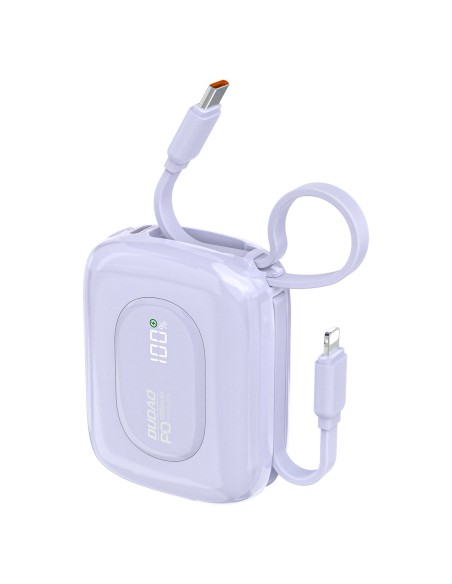
K32 10000 mAh išorinė baterija su integruotu USB-C „iPhone Lightning“ laidu, 22,5 W – violetinė
