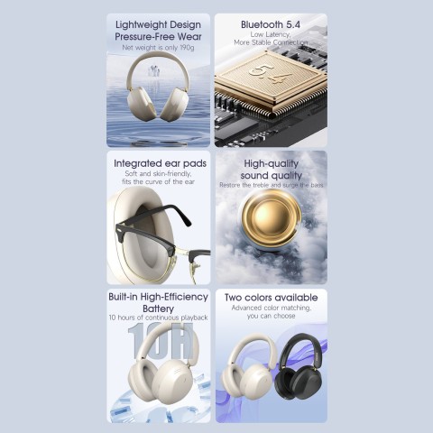 
„X22 Max Bluetooth ANC“ belaidės ant ausies dedamos ausinės – juodos
