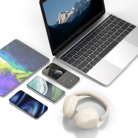 
„X22 Max Bluetooth ANC“ belaidės ant ausies dedamos ausinės – smėlio spalvos
