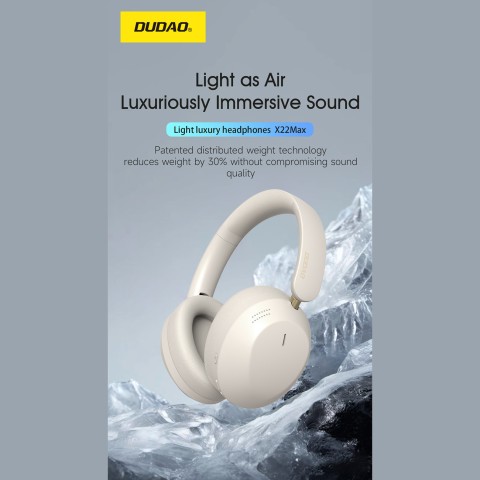 
„X22 Max Bluetooth ANC“ belaidės ant ausies dedamos ausinės – smėlio spalvos
