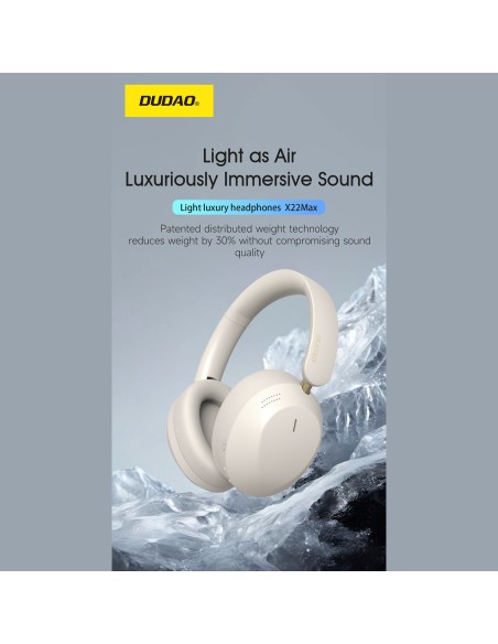 
„X22 Max Bluetooth ANC“ belaidės ant ausies dedamos ausinės – smėlio spalvos
