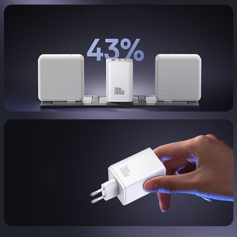 
„EnerFill FE11“ 2x USB-C USB-A 100 W sieninis įkroviklis – baltas
