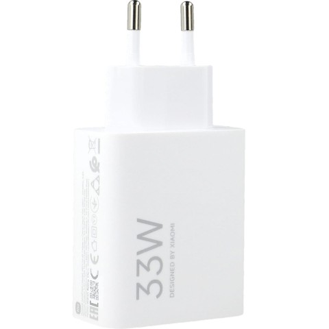 
33 W USB-A sieninis įkroviklis su USB-C laidu – baltas
