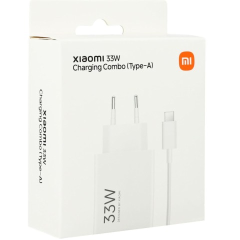 
33 W USB-A sieninis įkroviklis su USB-C laidu – baltas
