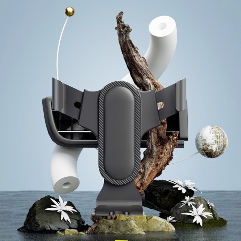 
„Gravity“ automobilio telefono laikiklis oro išleidimo angai – juodas
