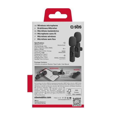 
Belaidžiai prisegami mikrofonai su USB-C imtuvu, juodi - 2 vnt.
