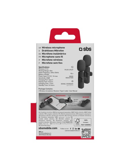 
Belaidžiai prisegami mikrofonai su USB-C imtuvu, juodi - 2 vnt.
