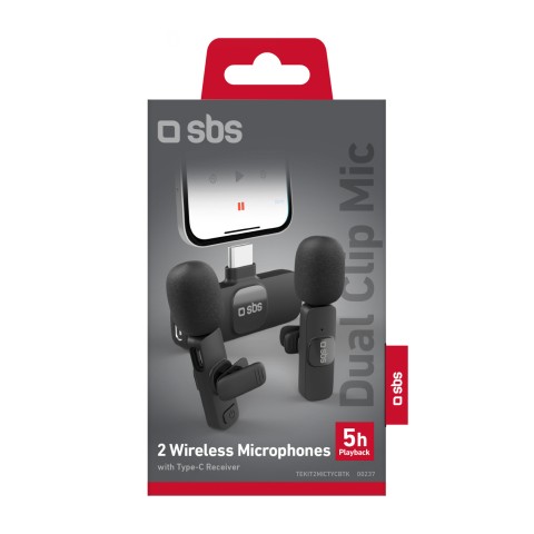 
Belaidžiai prisegami mikrofonai su USB-C imtuvu, juodi - 2 vnt.

