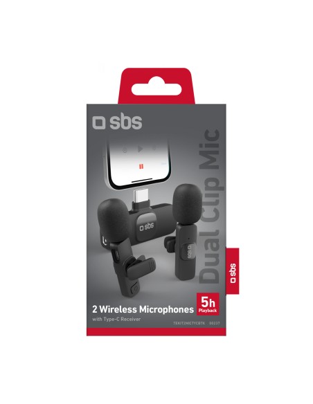 
Belaidžiai prisegami mikrofonai su USB-C imtuvu, juodi - 2 vnt.
